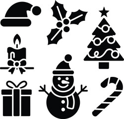 Christmas Icons  Black Silhouette Vector Pack