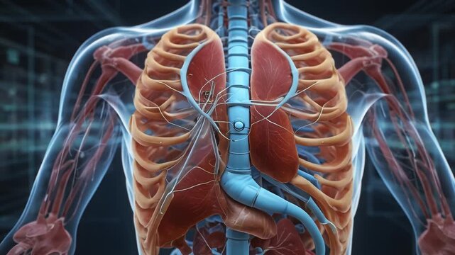 3D medical illustration of the human body's internal organs