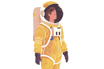 Woman in DIY spacesuit costumeflat minim isolated