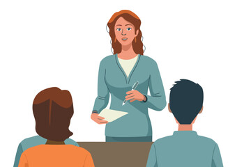 Woman leading a workshopsti isolated