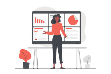 woman presenting slidesstic isolated