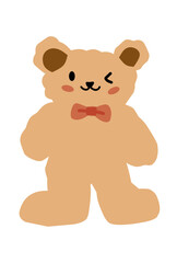 Cute Korean Bear Minimalist Teddy Red Bowtie