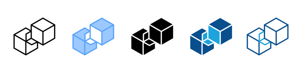 3D Cube icon set multiple style collection