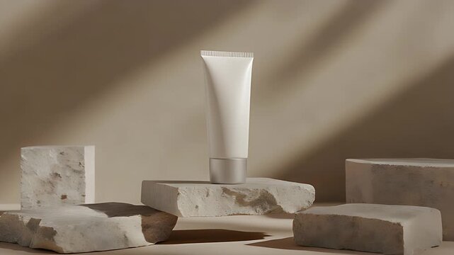 Floating Stone Geometry Tube Display
