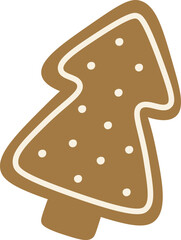 Gingerbread Tree Cookie with Icing Cartoon
