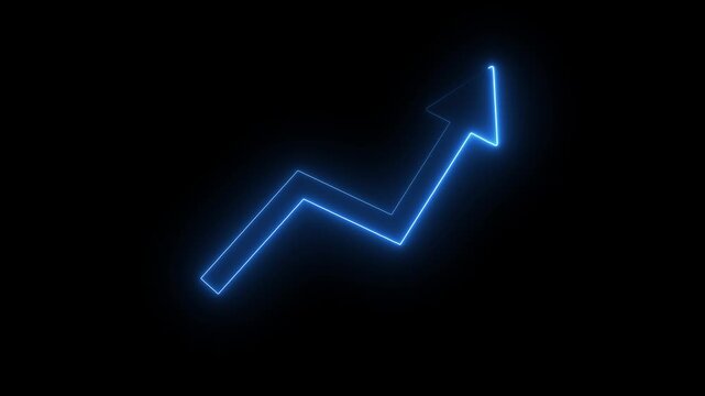 Money increases icon, dollar rate increase stretching arrow up icon .Glowing up arrow with dollar sign. Glowing neon line of dollar sign icon and.Neon up right arrow icon animation .4k