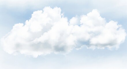 Obraz premium Trendy white color 2026 year. White fluffy cumulus cloud in light blue sky for background image. Digital watercolor illustration of heaven atmosphere for graphic design.