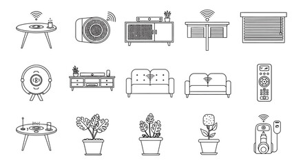 modern smart home technology icons depicting iot devices for seamless residential automation connected living and future intelligent ecosystems.