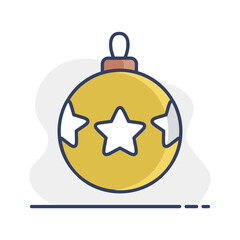 Christmas elegant ball in embossed pattern icon