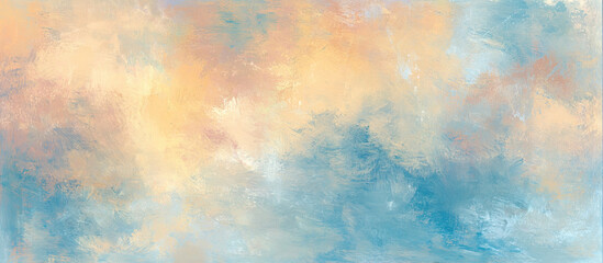 Fototapeta premium Vibrant blue and orange abstract cloud painting background