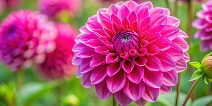 Delicate petals of a vibrant hot pink dahlia flower with intricate details - Powered by Adobe