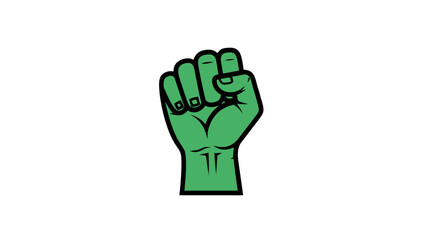 Fototapeta premium Green Fist Raised In Solidarity Against Black Background Graphic Symbol Of Strength Unity And Revolution Strong Protest Power And Activism Icon
