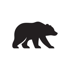 Obraz premium Black Bear Silhouette Illustration for Wildlife Conservation and Forest Animal Icon Concept Design Element on White Background