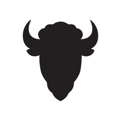 Buffalo silhouette with prominent horns and thick fur in a stark black design offering a powerful symbol of the American West