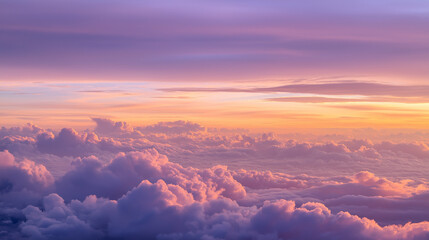 Breathtaking sunset over clouds aerial view nature photography serene atmosphere vibrant colors
