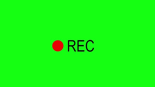 Rec text sign animation on black background, loop Action replay icon button animated.
