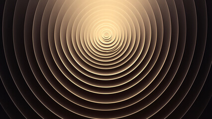 セピア色のグラデーションで描かれた同心円の重なりと波紋