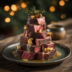 Deliciously unique steak christmas tree  a festive culinary delight for the holiday season