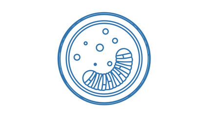 Obraz premium Microscopic view of a biological specimen outline in a petri dish with blue digital illustration on black background scientific research and discovery concept