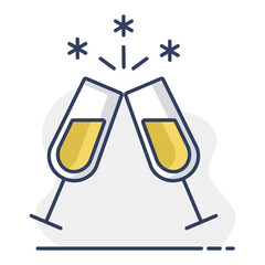 Obraz premium Two glasses of champagne isolated vector icon