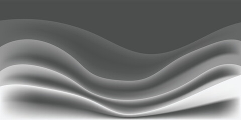 Obraz premium Abstract gray and white wavy lines with smooth gradient transitions creating a modern flowing background design.