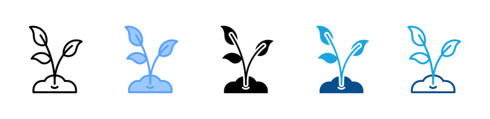 Plant icon set multiple style collection