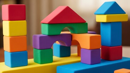 Obraz premium Colorful Building Blocks Castle Construction Playtime Fun.