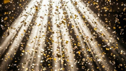 Confetti Falling in Spotlight Rays.