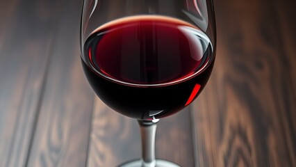 Elegant crystal goblet filled with red wine on a dark surface.