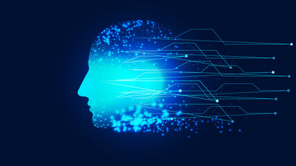 AI Intelligence with neural networks data flows symbolizing machine learning and automation. For tech ads websites and marketing campaigns. Vector illustration...