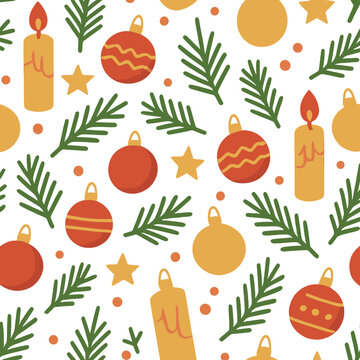 Christmas festival flat icon set. featuring candle, bauble, pine leaf, and star symbols