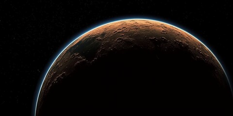 Stunning Artistic Representation of Mars Featuring Craggy Plains, Celestial Body, and Ethereal Rings