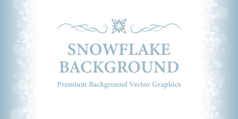雪の結晶が飾る淡いブルーの冬背景フレーム（スノーフレークデザイン）| ベクター素材 コピースペース バナー カード ウェブ フレーム 枠