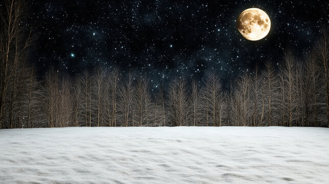 Snow field starry night moonlight evokes calm wonder