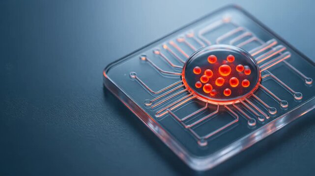 Futuristic biotech research with lab on chip technology represents major scientific breakthrough an advanced innovation in medicine for cell analysis and future healthcare