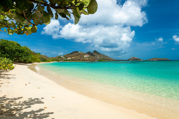 Tropical view of Paradise Beach on Carriacou, Grenada in the Caribbean	