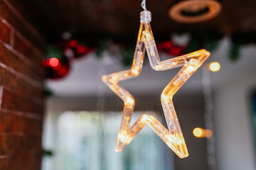 Illuminated star light hanging for Christmas decoration