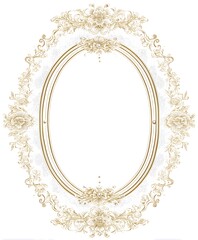 Vintage Oval Frame with Ornate Floral Details Featuring Classic Baroque Gold Decorative Artwork Style
