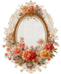Vintage Oval Frame with Ornate Floral Details Featuring Classic Baroque Gold Decorative Artwork Style