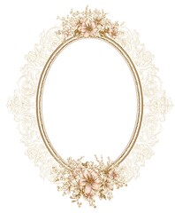 Vintage Oval Frame with Ornate Floral Details Featuring Classic Baroque Gold Decorative Artwork Style