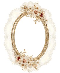 Vintage Oval Frame with Ornate Floral Details Featuring Classic Baroque Gold Decorative Artwork Style