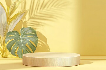 Minimalist abstract background for product presentation with tropical feel