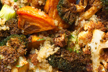 pan of healthy roast vegetable salad