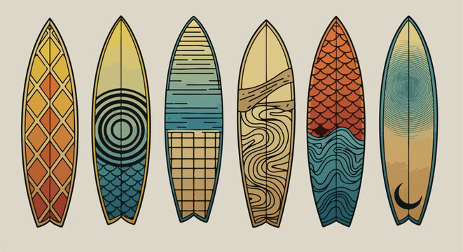 Surfboards with unique patterns and designs