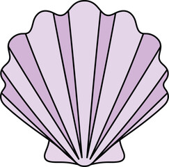 Simple Purple Scallop Shell Illustration