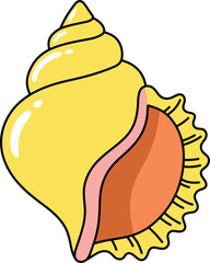 Vibrant Yellow Conch Seashell with Pink Interior