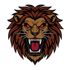 Dark Brown Lion Mascot Logo with Red Eyes