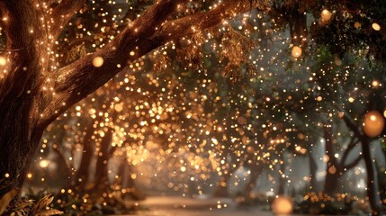 Naklejka premium Enchanted Evening with Twinkling Lights and Magical Atmosphere