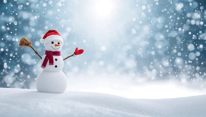 Cute Snowman in Snowy Winter Wonderland