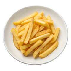 Golden French fries filling a white bowl, ready to be served for a meal